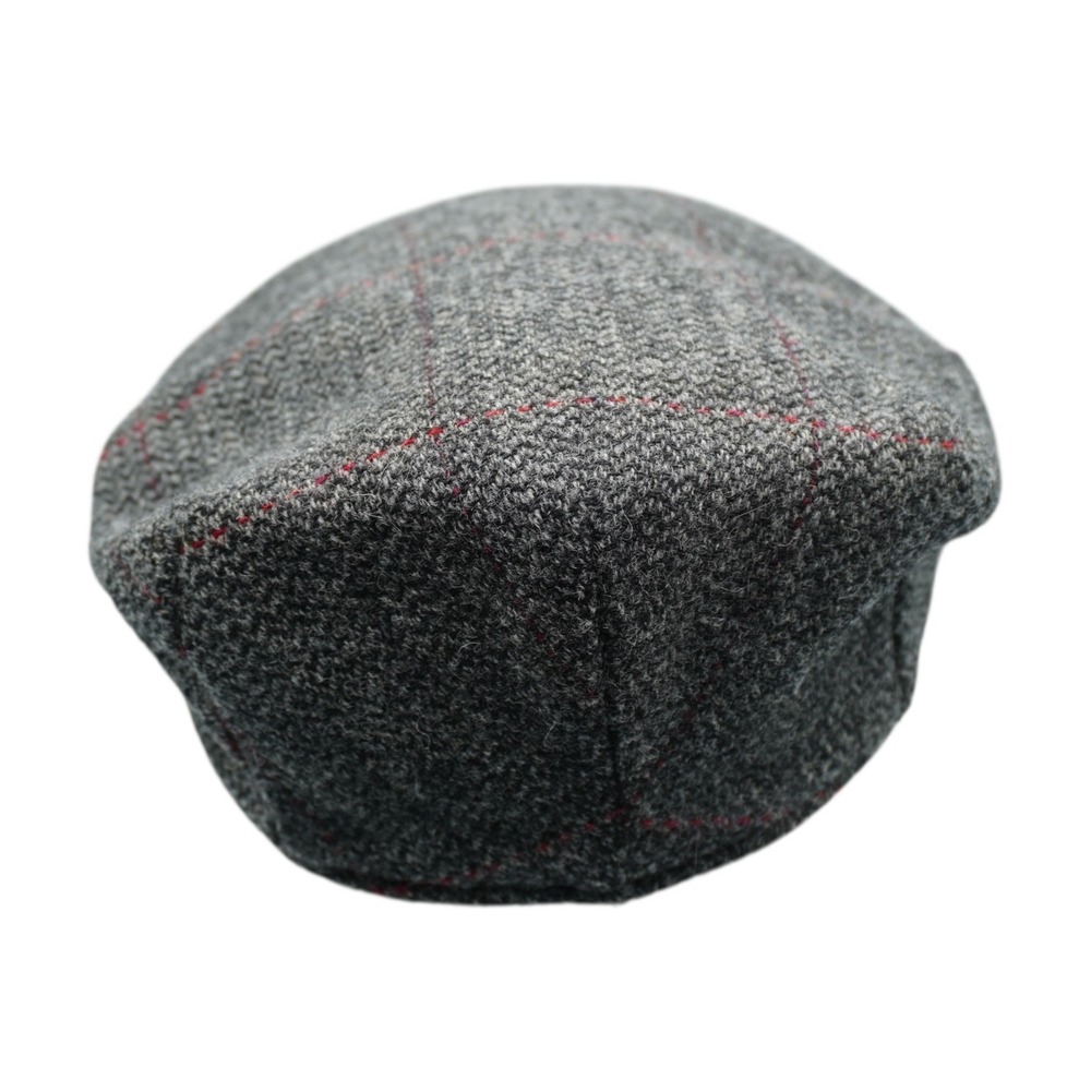 Hanna Hats Irish Donegal Wool Flat Cap Men's Grey Red Plaid Snap Brim Made in - Picture 6 of 9
